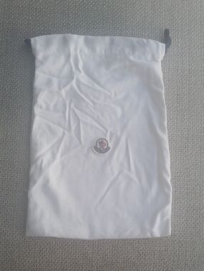 Moncler White Logo Drawstring Pouch with Black Ties